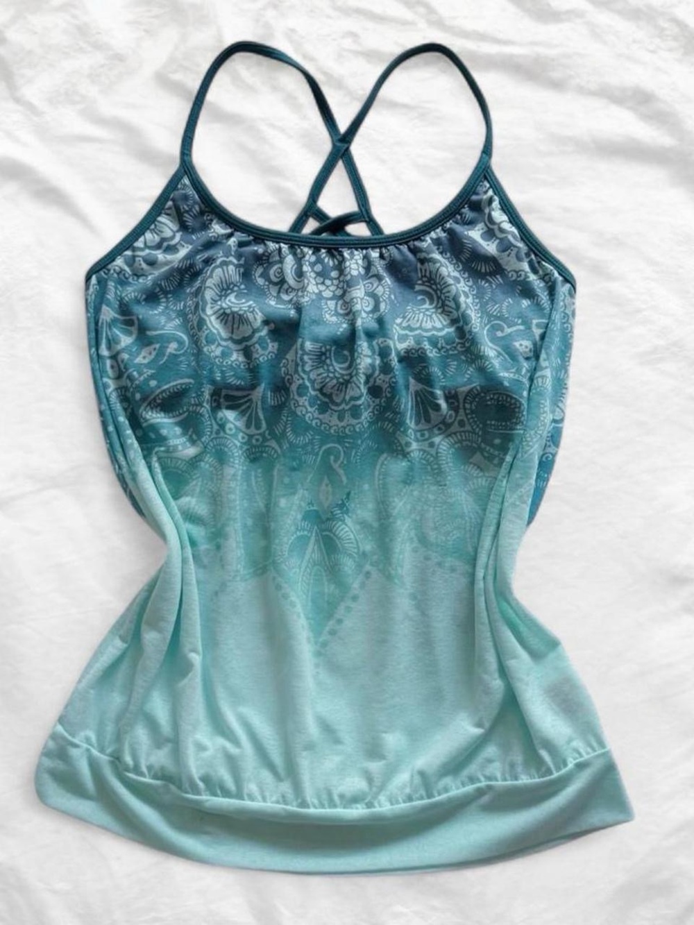 Prana Y2K strappy teal activewear top size XS